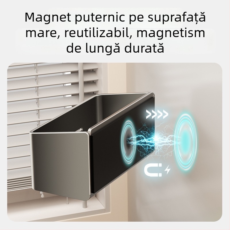 Raft magnetic de perete pentru exteriorul frigiderului, cu placă emailată - organizator pentru ceapă, ghimbir și usturoi