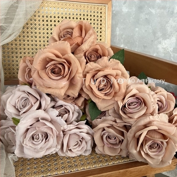 Trandafir cu 7 capete Stea și Lună - Floare artificială pentru decor de casă, buchet de nuntă și fundal de perete pentru ceremonii