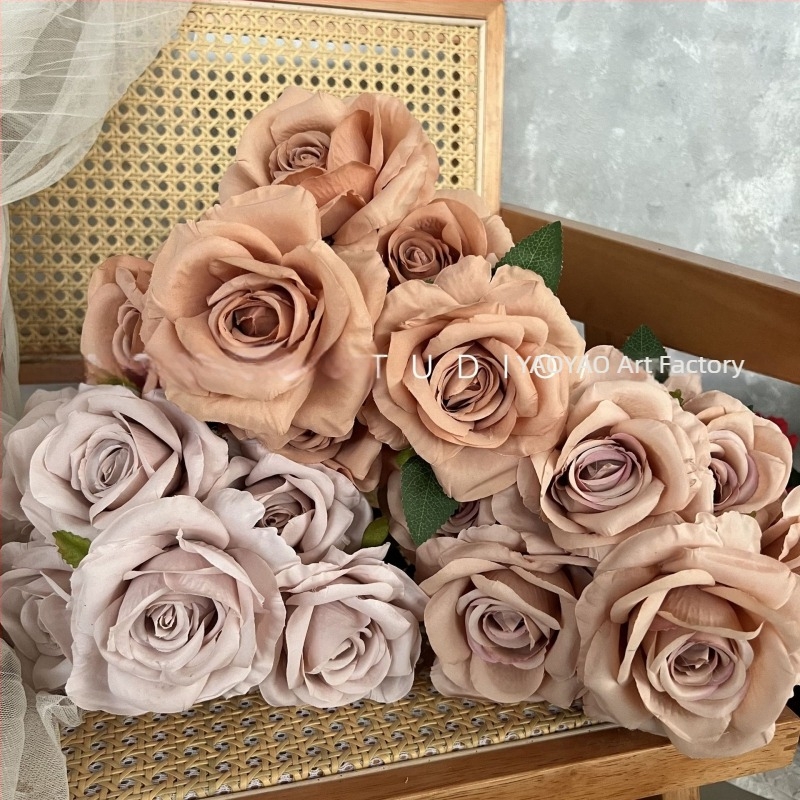 Trandafir cu 7 capete Stea și Lună - Floare artificială pentru decor de casă, buchet de nuntă și fundal de perete pentru ceremonii