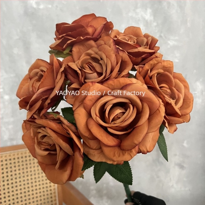 Trandafir cu 7 capete Stea și Lună - Floare artificială pentru decor de casă, buchet de nuntă și fundal de perete pentru ceremonii