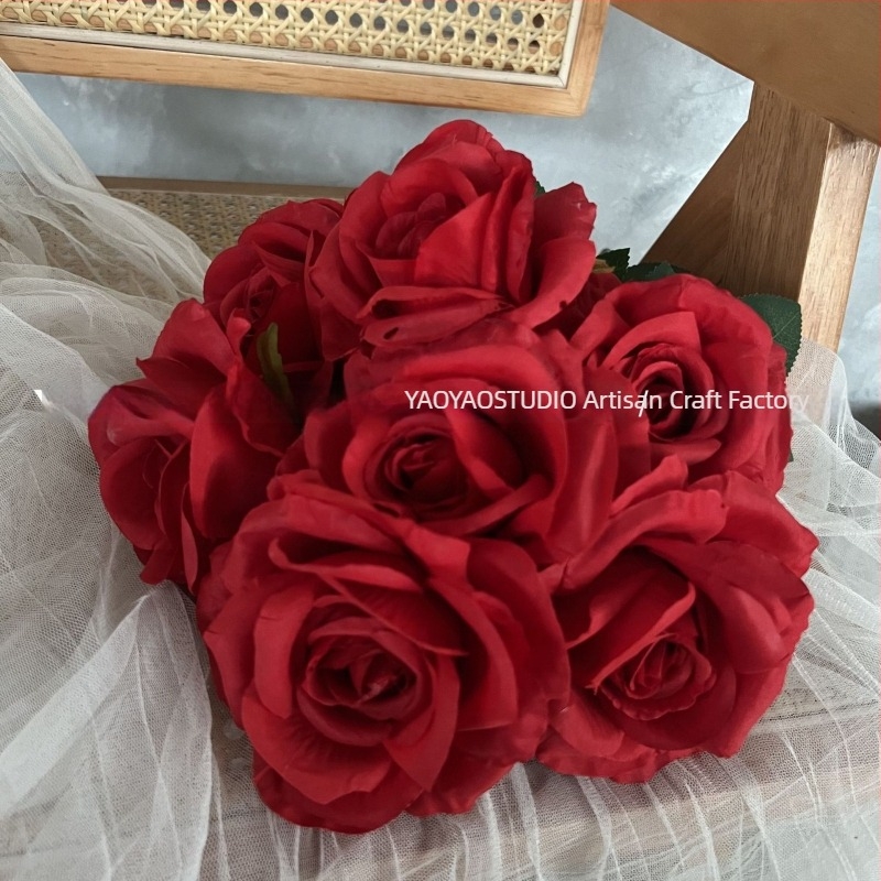 Trandafir cu 7 capete Stea și Lună - Floare artificială pentru decor de casă, buchet de nuntă și fundal de perete pentru ceremonii