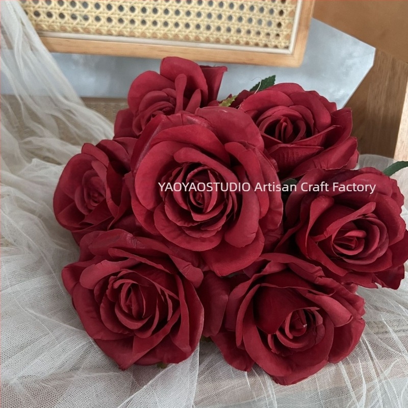 Trandafir cu 7 capete Stea și Lună - Floare artificială pentru decor de casă, buchet de nuntă și fundal de perete pentru ceremonii