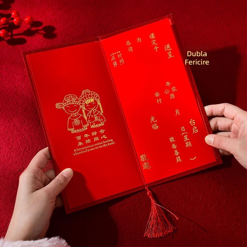 Invitație de nuntă cu glitter auriu și carcasă rigidă, design premium