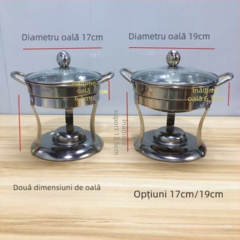 Oală din oțel inoxidabil pentru o singură porție, cu arzător cu alcool, portabilă