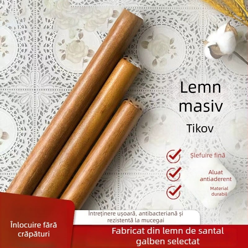 Rulou de aluat din lemn pentru uz casnic, disponibil în dimensiuni mici, medii și mari, lung, antiadeziv pentru foi de gyoza