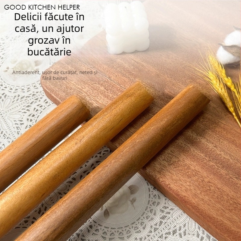 Rulou de aluat din lemn pentru uz casnic, disponibil în dimensiuni mici, medii și mari, lung, antiadeziv pentru foi de gyoza