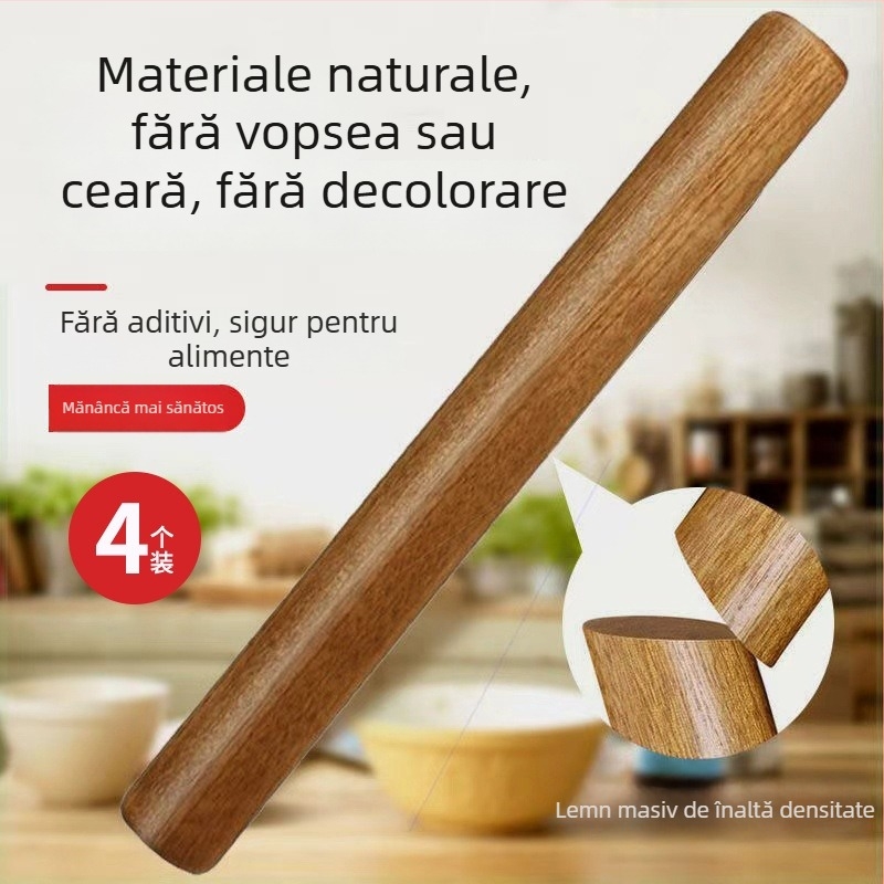 Rulou de aluat din lemn pentru uz casnic, disponibil în dimensiuni mici, medii și mari, lung, antiadeziv pentru foi de gyoza