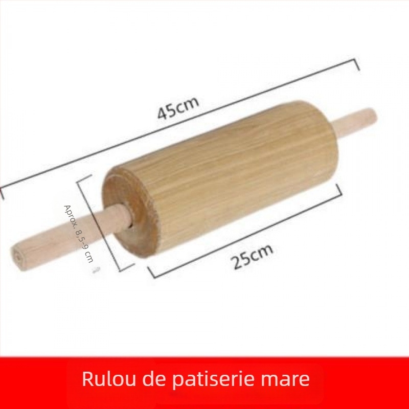 Rulou mare din lemn masiv pentru aluat, pentru bețișoare prăjite din aluat