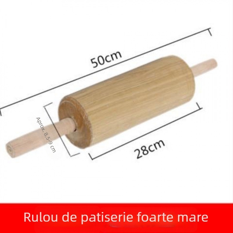 Rulou mare din lemn masiv pentru aluat, pentru bețișoare prăjite din aluat