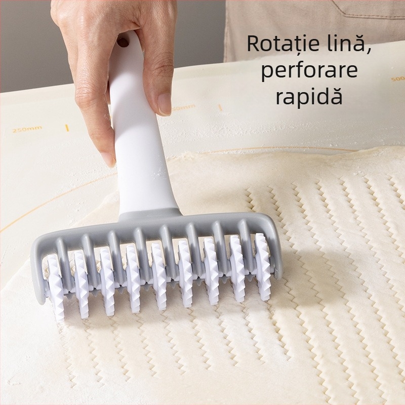 Set creativ de bucătărie din plastic: cuțit cu plasă pentru aluat, role de relief, perforator pentru aluat de plăcintă și rolă pentru pizza – unelte de patiserie