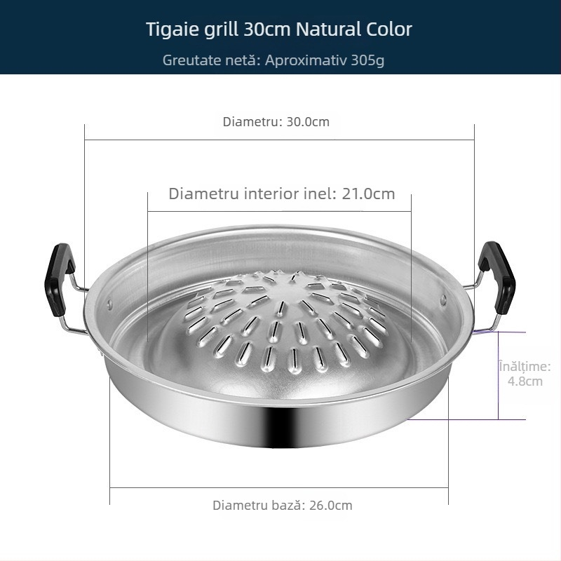 Thai-stil hot pot și grătar, antiaderentă, 2 în 1 oală rotundă portabilă pentru uz casnic sau comercial