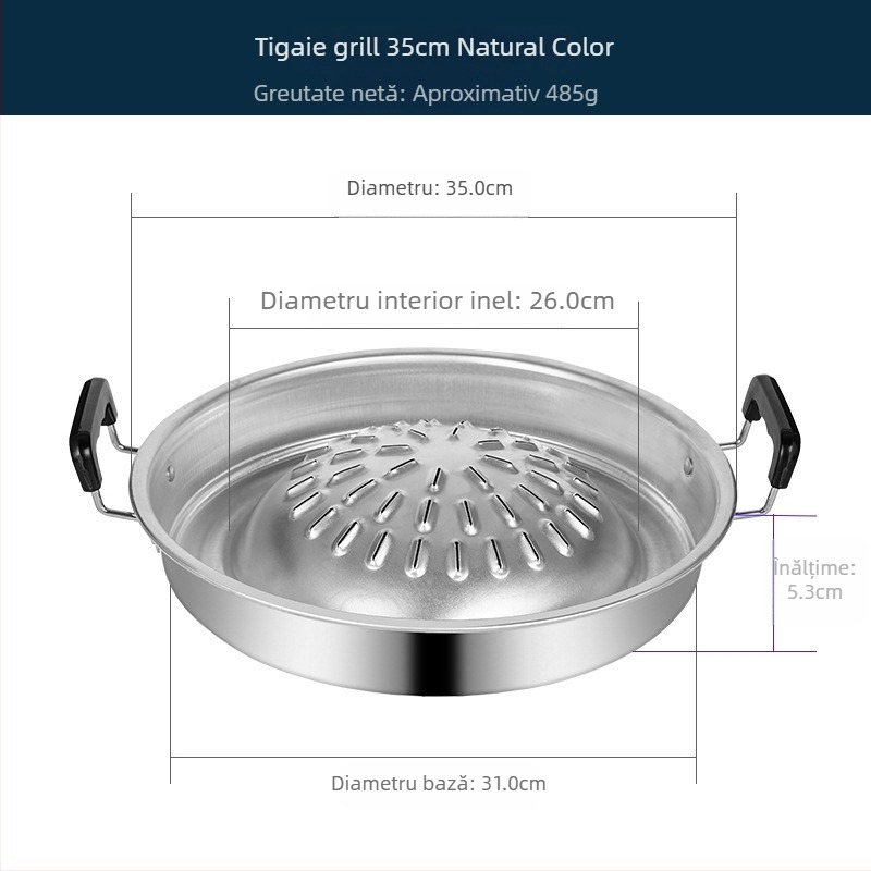 Thai-stil hot pot și grătar, antiaderentă, 2 în 1 oală rotundă portabilă pentru uz casnic sau comercial