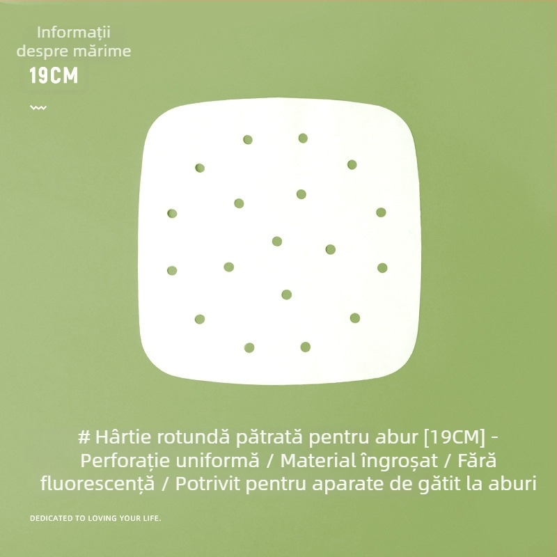 Hârtie pentru aburi alimentare, pentru chifle și mantou, hârtie pătrată pentru aburi, cu strat de silicon, pentru uz casnic