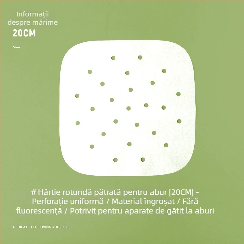 Hârtie pentru aburi alimentare, pentru chifle și mantou, hârtie pătrată pentru aburi, cu strat de silicon, pentru uz casnic