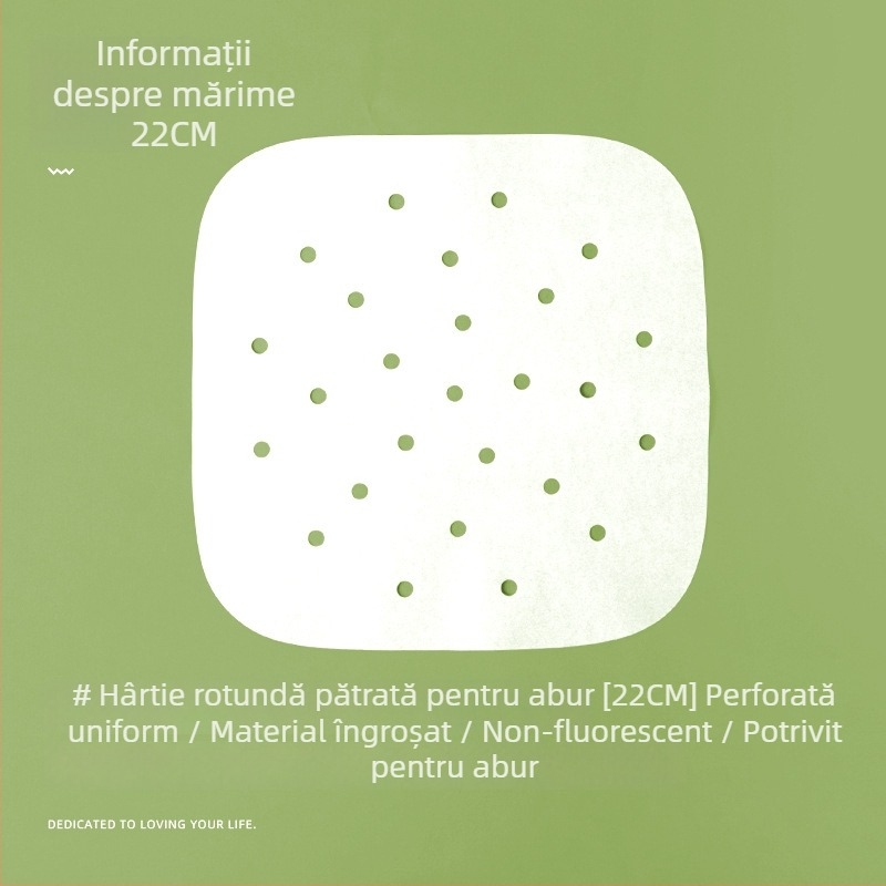 Hârtie pentru aburi alimentare, pentru chifle și mantou, hârtie pătrată pentru aburi, cu strat de silicon, pentru uz casnic