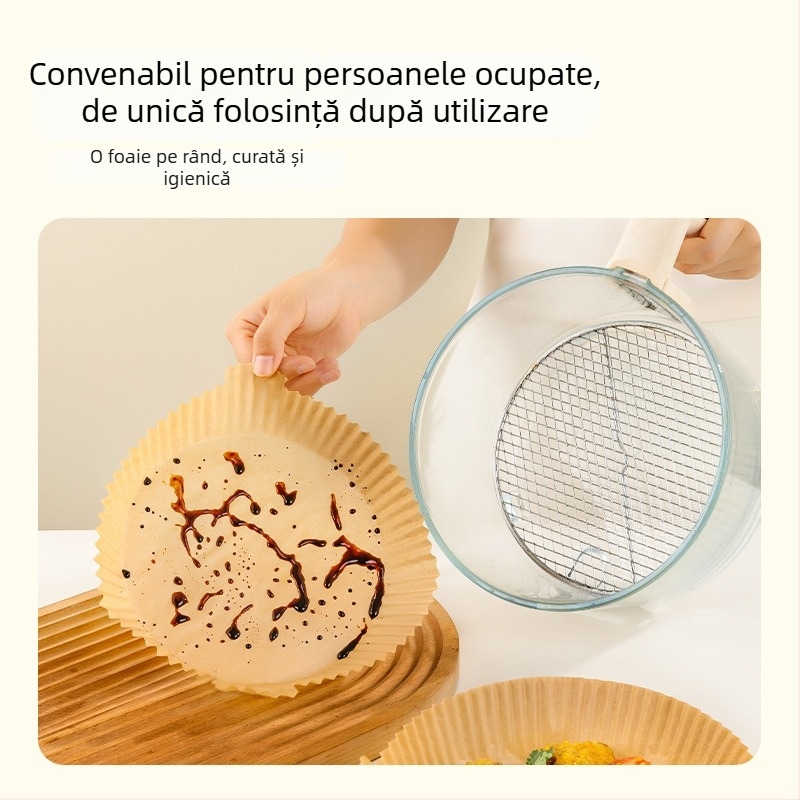 Hârtie de copt pentru air fryer, hârtie alimentară, rezistentă la temperaturi înalte, antiaderentă, rezistentă la ulei