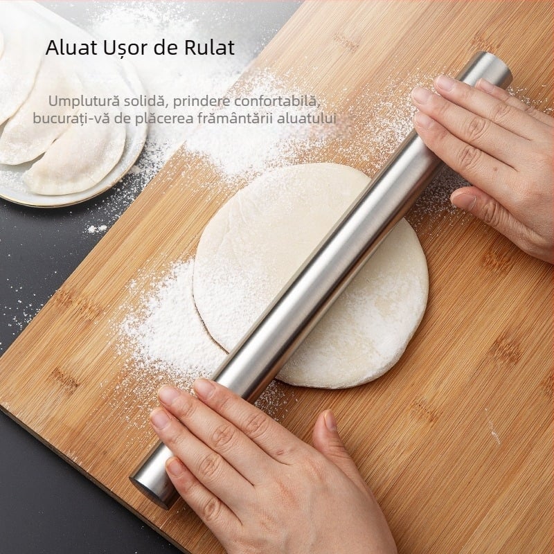 Rulou de aluat din oțel inoxidabil 304, antiaderent, pentru foi de găluște, cu vârfuri duble