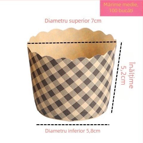 Cupe Harley pentru brioșe, mari, medii și mici, din hârtie laminată groasă, pentru prăjituri și pâine, cu model în carouri