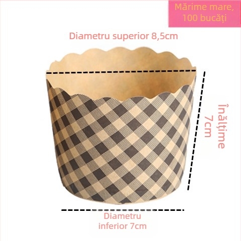 Cupe Harley pentru brioșe, mari, medii și mici, din hârtie laminată groasă, pentru prăjituri și pâine, cu model în carouri