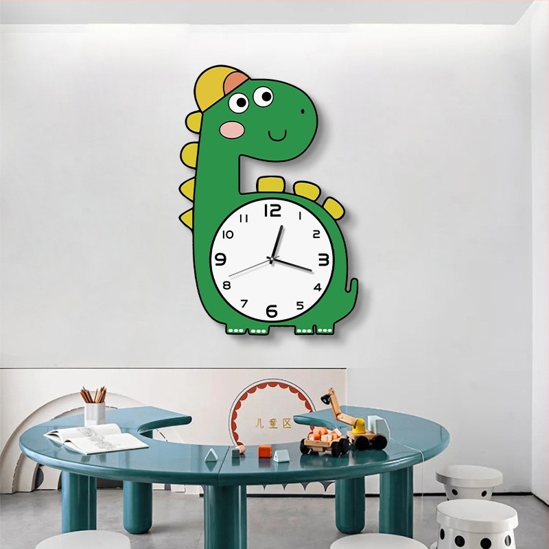 Ceas de perete în stil desen animat pentru camera copiilor, modern pentru living, design creativ de montaj pe perete, 2025, fără găuri