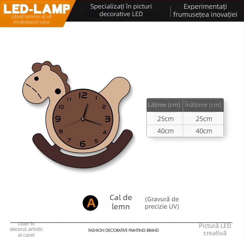 Ceas de perete oval, cu motiv de desen animat, montaj fără găuri, mișcare silențioasă, potrivit pentru living și dormitor.