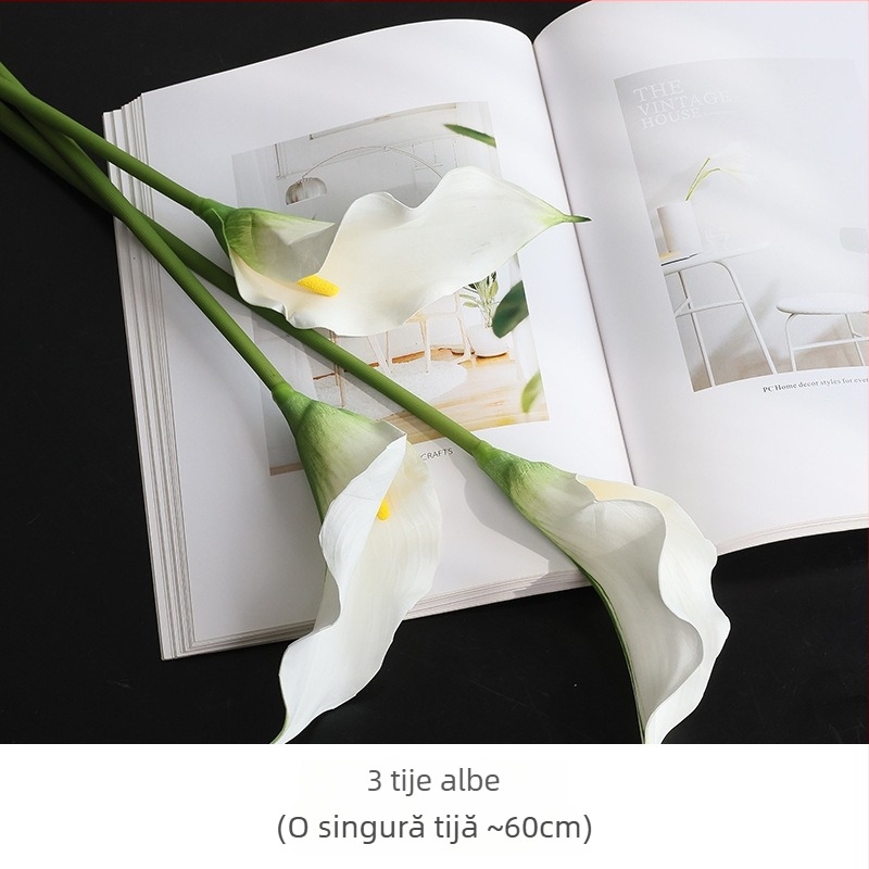 Calla Lily artificială din mătase — tulpină unică, decor de nuntă și pentru casă