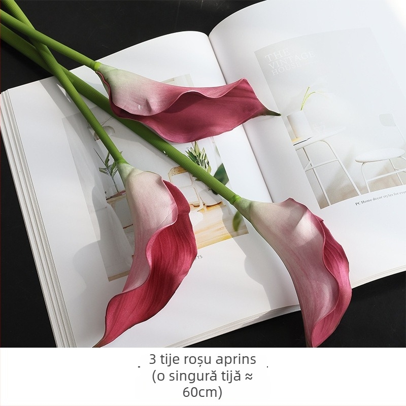 Calla Lily artificială din mătase — tulpină unică, decor de nuntă și pentru casă