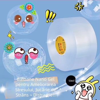 Jucărie DIY cu bule de apă și bandă adezivă nano – set pentru relaxare, frământare și suflare de bule