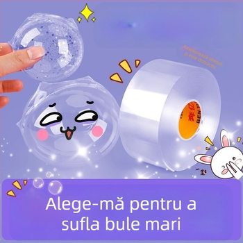 Jucărie DIY cu bule de apă și bandă adezivă nano – set pentru relaxare, frământare și suflare de bule