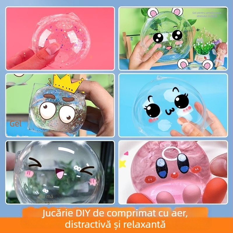 Jucărie DIY cu bule de apă și bandă adezivă nano – set pentru relaxare, frământare și suflare de bule