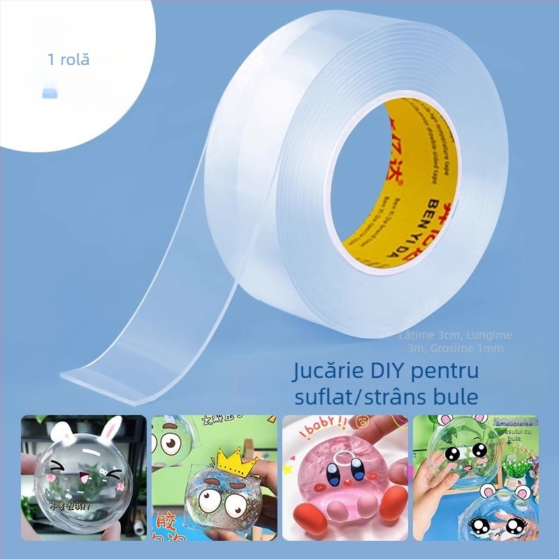 Jucărie DIY cu bule de apă și bandă adezivă nano – set pentru relaxare, frământare și suflare de bule