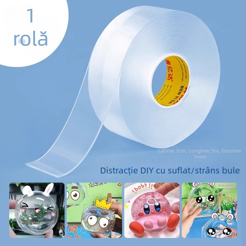 Jucărie DIY cu bule de apă și bandă adezivă nano – set pentru relaxare, frământare și suflare de bule
