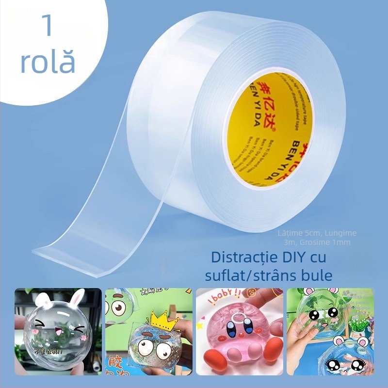Jucărie DIY cu bule de apă și bandă adezivă nano – set pentru relaxare, frământare și suflare de bule