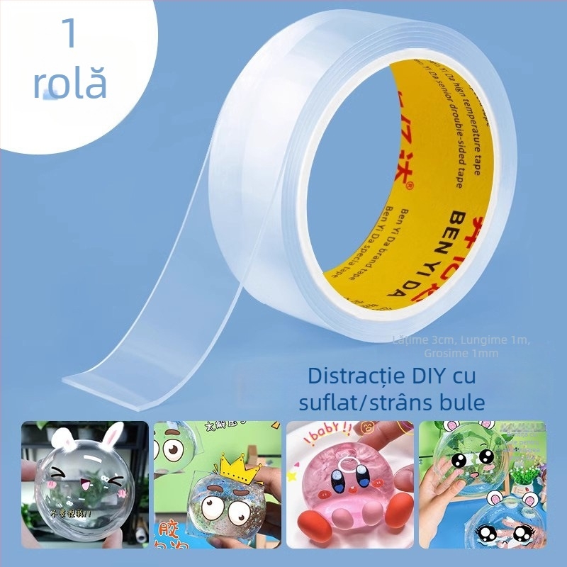Jucărie DIY cu bule de apă și bandă adezivă nano – set pentru relaxare, frământare și suflare de bule