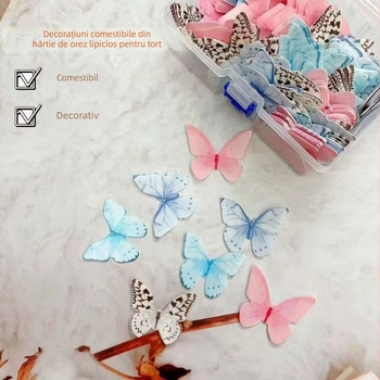Decorațiuni comestibile din hârtie de orez lipicioasă, în formă de fluture, pentru feluri reci, prezentare la cuptor, decor DIY pentru cocktailuri