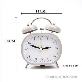 Ceas deșteptător pentru elevi, carcasă metalică, mișcare silențioasă, afișaj LCD digital, lampă de noapte pentru birou