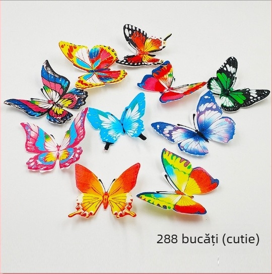 Decorațiune de tort cu fluture din hârtie de orez lipicioasă, comestibilă, 96 bucăți