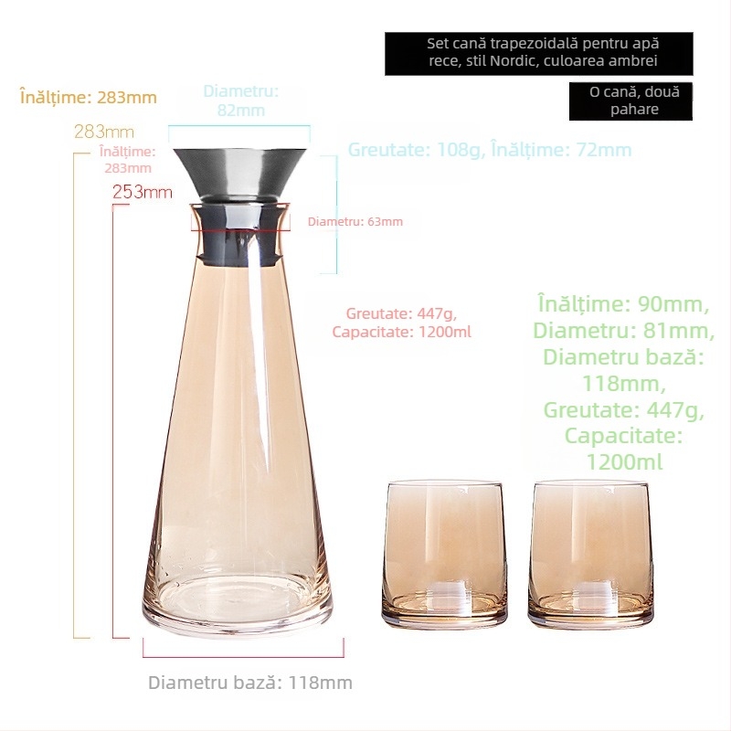 Set de cană pentru apă rece din sticlă Nordic, uz casnic, cristal transparent, design minimalist pentru living
