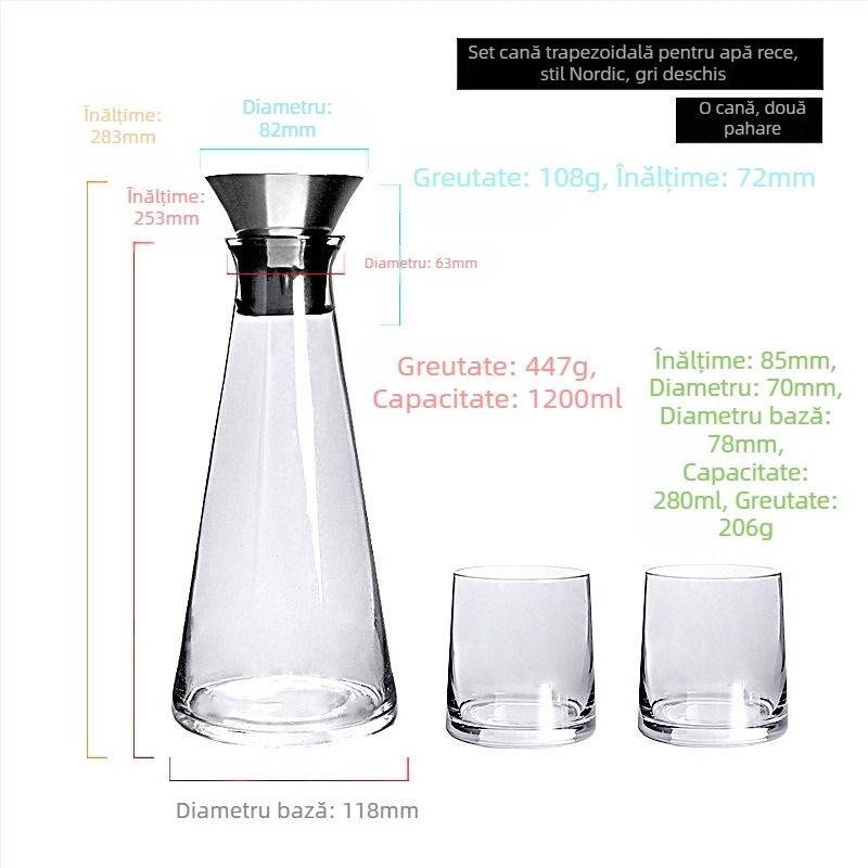 Set de cană pentru apă rece din sticlă Nordic, uz casnic, cristal transparent, design minimalist pentru living