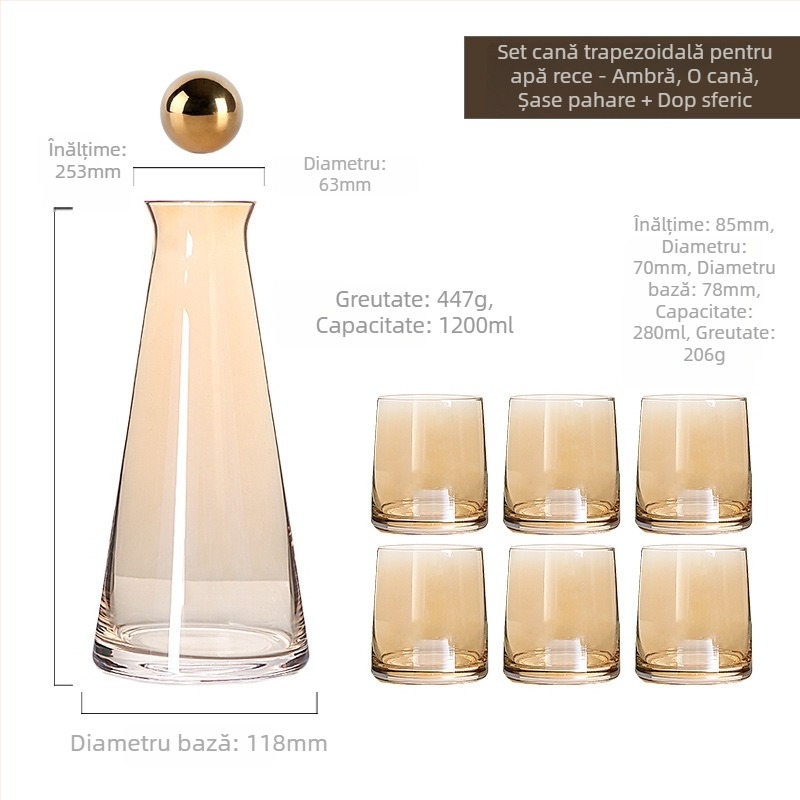 Set de cană pentru apă rece din sticlă Nordic, uz casnic, cristal transparent, design minimalist pentru living
