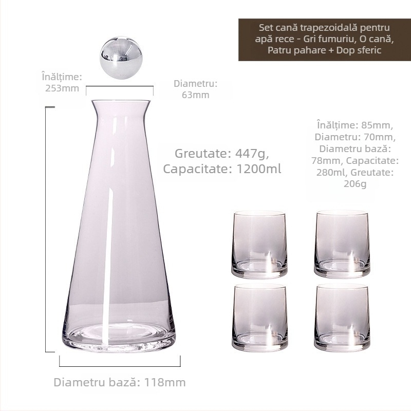 Set de cană pentru apă rece din sticlă Nordic, uz casnic, cristal transparent, design minimalist pentru living
