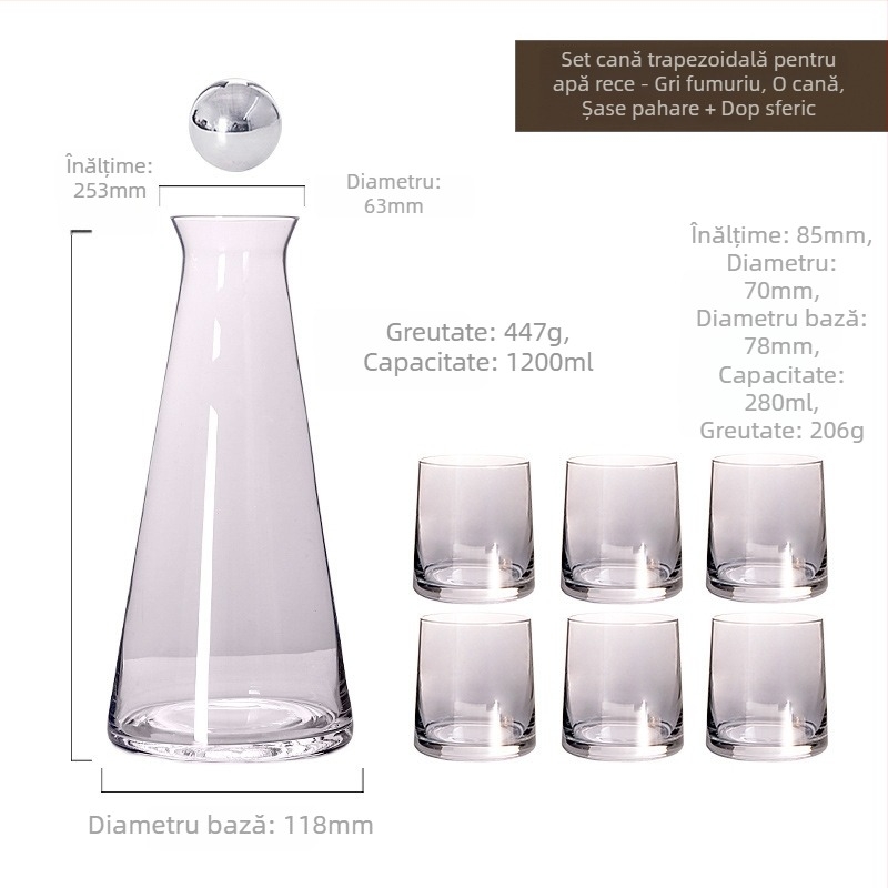 Set de cană pentru apă rece din sticlă Nordic, uz casnic, cristal transparent, design minimalist pentru living