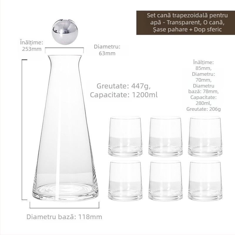 Set de cană pentru apă rece din sticlă Nordic, uz casnic, cristal transparent, design minimalist pentru living
