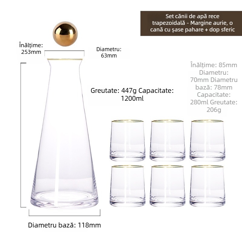 Set de cană pentru apă rece din sticlă Nordic, uz casnic, cristal transparent, design minimalist pentru living