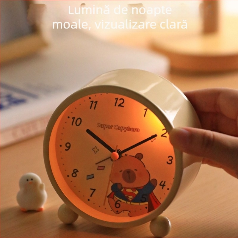 Ceas de birou drăguț pentru elevi, stil desen animat, mișcare silențioasă și alarmă pentru gestionarea timpului