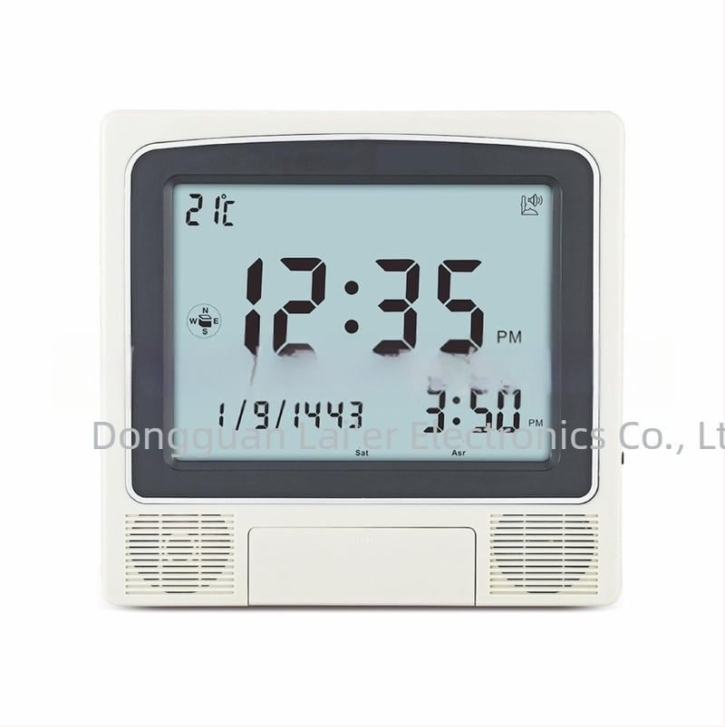 [CW-15] ALFAJR Ceas de birou cu display LCD mic și alarmă, USB reîncărcabil