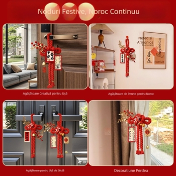 Pandantiv pentru ușă din nod chinezesc roșu, decor pentru casa nouă și Anul Nou