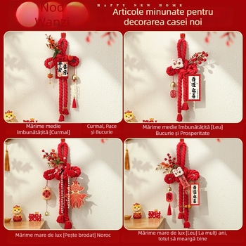 Pandantiv pentru ușă din nod chinezesc roșu, decor pentru casa nouă și Anul Nou