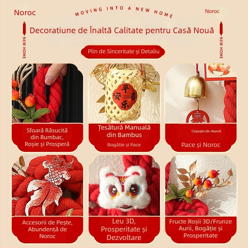 Pandantiv pentru ușă din nod chinezesc roșu, decor pentru casa nouă și Anul Nou