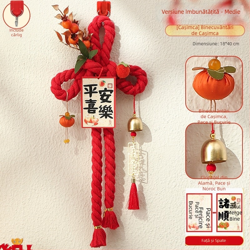 Pandantiv pentru ușă din nod chinezesc roșu, decor pentru casa nouă și Anul Nou